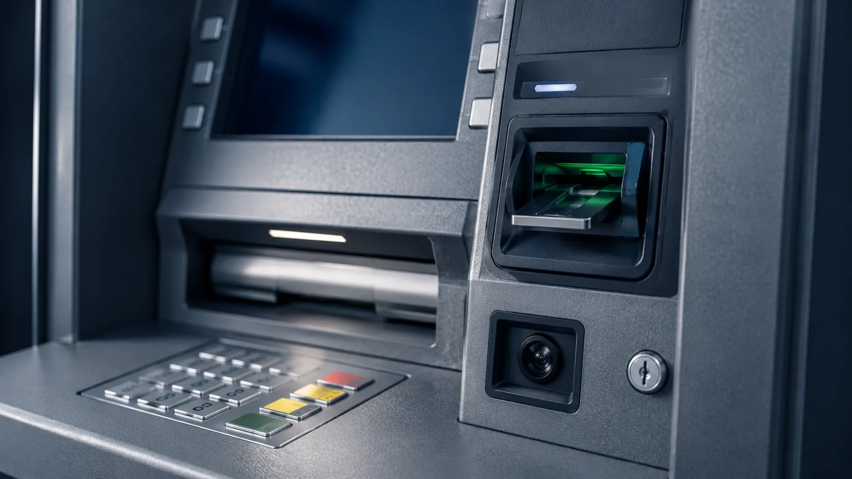 A close view of an ATM keypad and card reader, where every transaction leaves a clean record